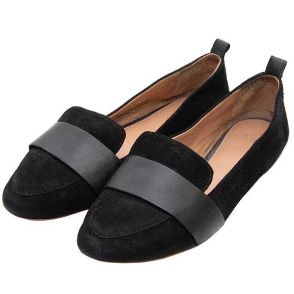 UGG Black Suede Pointe Toe Jonette Flat Shoes Size 7 - Picture 1 of 11
